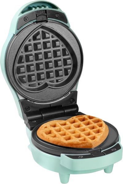 AMW500MD Mini Waffeleisen mit 2 Platten (Herz, rund), mint