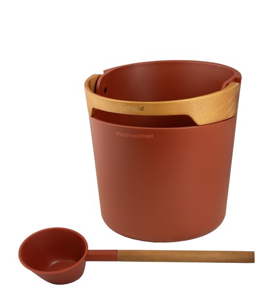 Helmi Sauna Aufguss Kübel und Schöpfkelle, terracotta