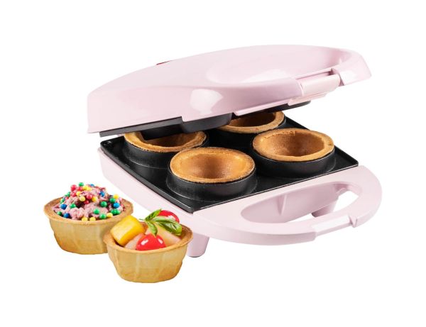 Bestron AWCM4P Mini Waffelbecher Maker Waffeleisen pink