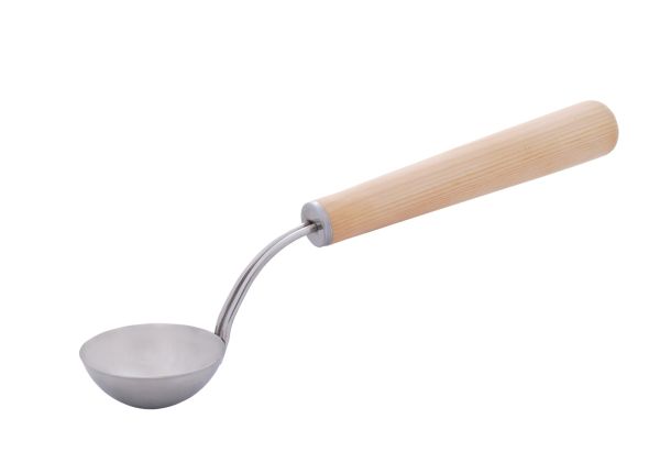 Sauna Schöpfkelle aus Edelstahl mit Holzgriff 100ml, 40 cm