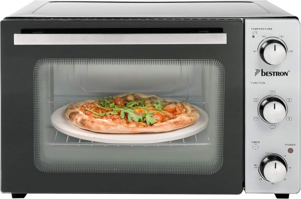 Bestron AOV31PS Grill-Backofen mit Drehspiess, Pizzastein & Umluft