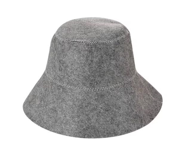 Saunahut aus Wollfilz, Filzbadehut Saunamütze grau