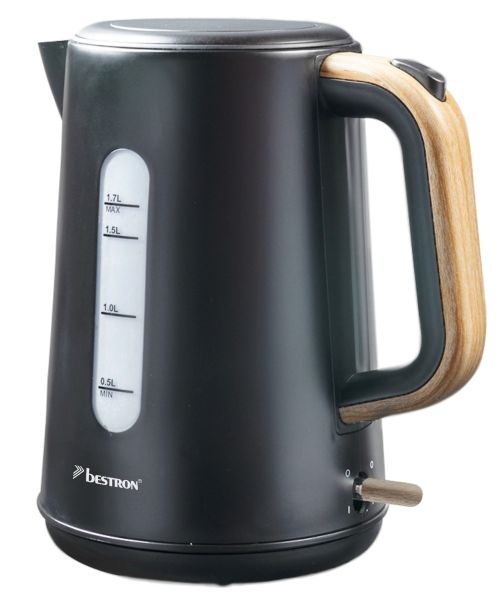Bestron AWK2200BW Kabelloser Wasserkocher 1.7 Liter mit Bambusgriff