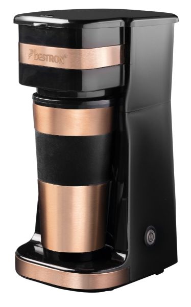 Bestron ACM112CO Kaffeemaschine mit Thermobecher to go Kupfer